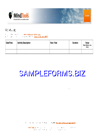 Activity Log Template pdf free